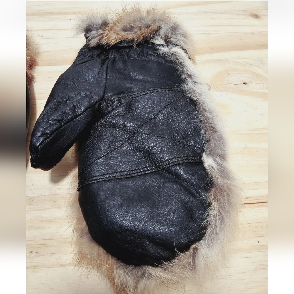 Beaver Universal King Saur Men's Fur Mittens Leather Palm 9" - Picture 4 of 10